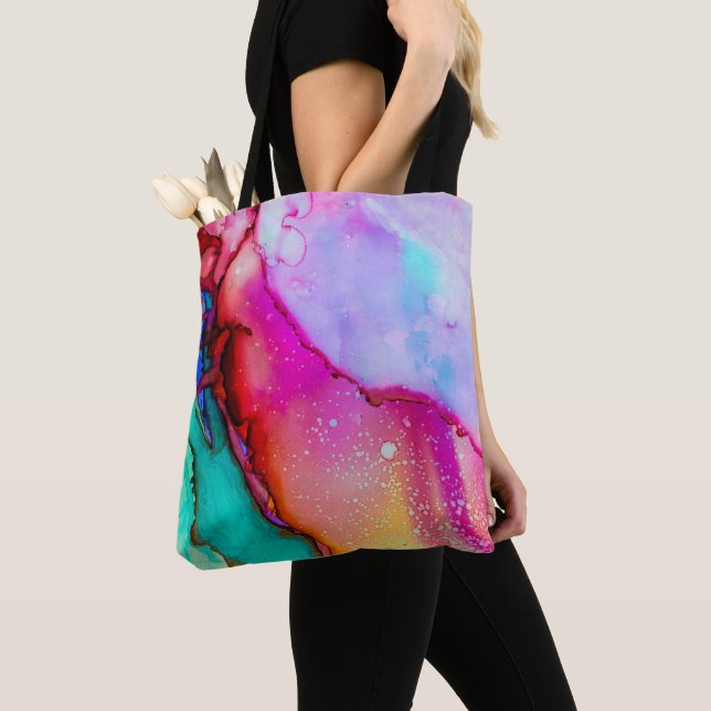 Bolso De Tela Moderno Abstract Marble Look Watercolor (Detalle)