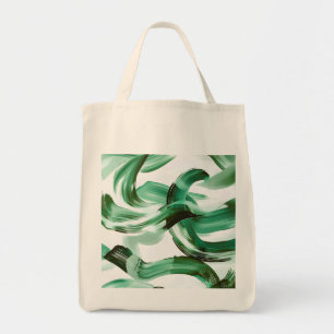 Bolso De Tela Moderno abstracto de pinceladas verdes minimalista