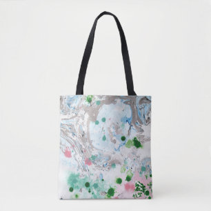 Bolso De Tela Moderno Abstracto Rosa Azul Verde Blanco de Moda