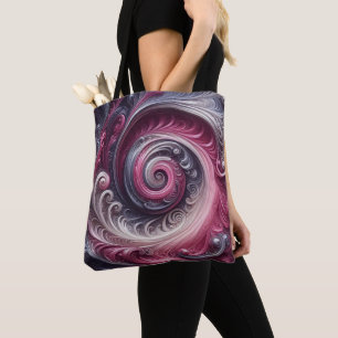 Bolso De Tela Moderno Abstracto Simple Remolino Rosa y Púrpura