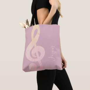 Bolso De Tela Moderno arte Minimalista rústico de música rosa gr