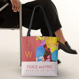 Bolso De Tela Moderno Audaz Elegante Resumen Monograma de Arte