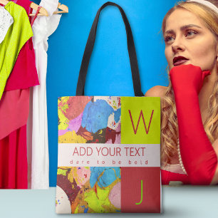 Bolso De Tela Moderno Audaz Elegante Resumen Monograma de Arte