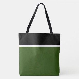 Bolso De Tela Moderno Bloque de Color Negro Blanco Verde Bosque 