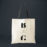 Bolso De Tela Moderno Boda de Monograma Blanco y Negro Minimalis<br><div class="desc">Diseño moderno de monograma minimalista en blanco y negro. Un diseño único que utiliza elementos contemporáneos y tipografía. Un diseño sencillo y elegante en blanco y negro. Un diseño moderno y elegante de bolsos de boda con elementos contemporáneos. También hay disponibles invitaciones de boda coincidentes y otros artículos de papelería....</div>
