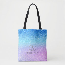 Bolso De Tela Moderno brillo azul púrpura chic ombre            
