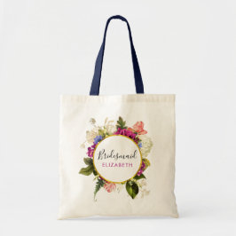 Bolso De Tela Moderno color de agua rosada Floral Bouquet Brides