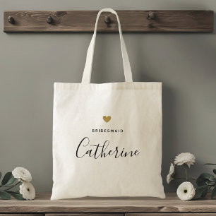 Bolso De Tela Moderno Corazón Oro Bridesmaid Tote Bag