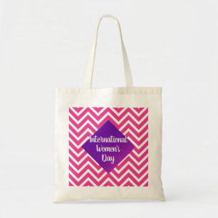 Bolso De Tela Moderno Día Internacional de la Mujer Rosa