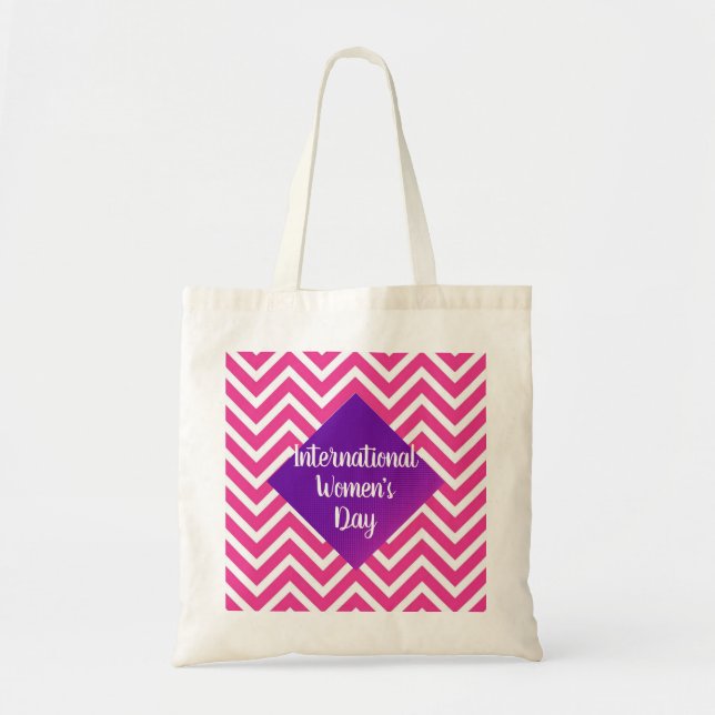 Bolso De Tela Moderno Día Internacional de la Mujer Rosa (Frente)