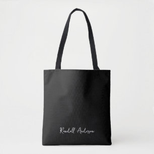 Bolso De Tela Moderno diseño Monograma Black Script Name