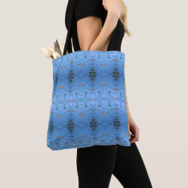 Bolso De Tela Moderno estilo azul asiático oriental práctico