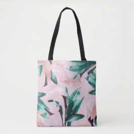 Bolso De Tela Moderno floral tropical rosa verde