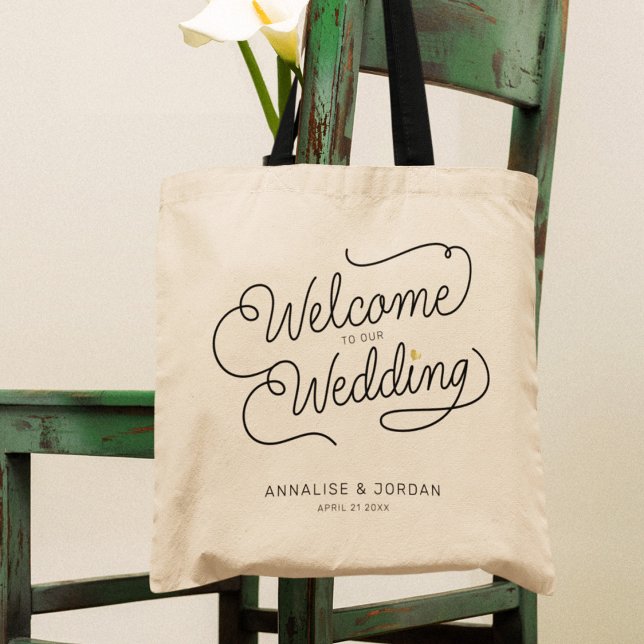 Bolso De Tela Moderno guión dorado bienvenido a nuestro favor de (Subido por el creador)