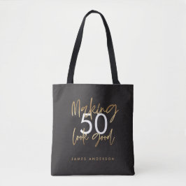 Bolso De Tela Moderno guión elegante y sencillo de cumpleaños