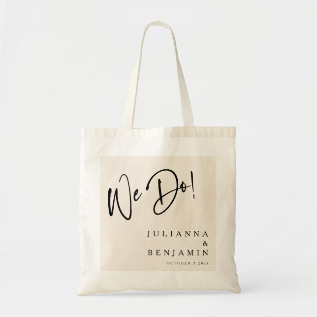 Bolso De Tela Moderno Hacemos Elegante Boda Personalizada Marfil (Frente)