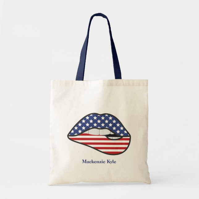 Bolso De Tela Moderno Monograma Ataques de Bandera Americana (Frente)