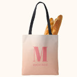 Bolso De Tela Moderno Monograma Denominación Inicial Gradiente D<br><div class="desc">Moderna tipografía minimalista monograma diseño inicial de nombre que se puede personalizar en un fondo degradado de melocotón.</div>