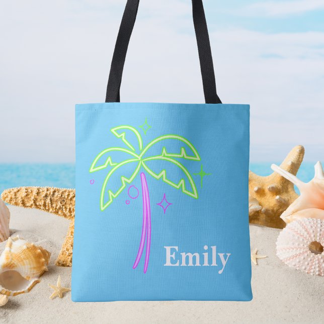 Bolso De Tela Moderno Monograma Trendy Palm Tree Cute (Subido por el creador)