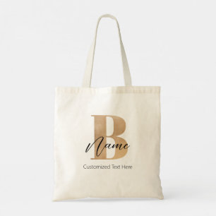 Bolso De Tela Moderno Monogramado Inicial B & Name Personalizado