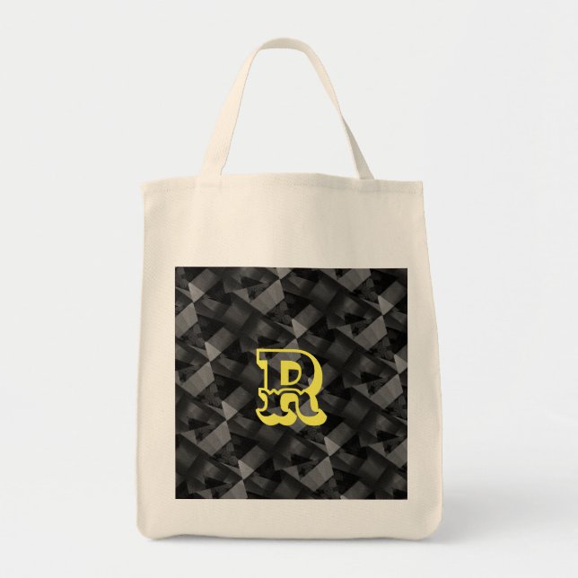 Bolso De Tela Moderno -NEGRO-GRIS-AMARILLO-Muy bonito (Frente)