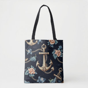 Bolso De Tela Moderno patrón de infiltración floral azul oscuro