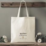 Bolso De Tela Moderno regalo de Madre del Corazón de Oro de Groo<br><div class="desc">Bolsa de té diseñada por personalizados para la madre del novio,  que presenta una tipografía moderna clásica con diseño de corazón dorado.</div>