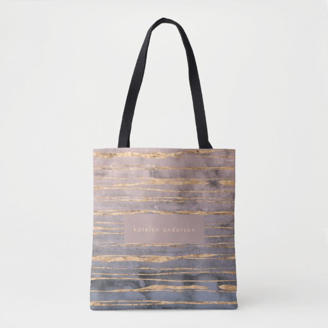 Bolso De Tela Moderno Relieve metalizado dorado de mármol Gemsto (Anverso)
