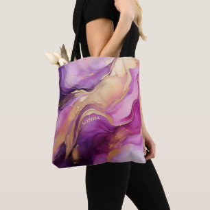 Bolso De Tela Moderno Rosa Purpura y Dorado-