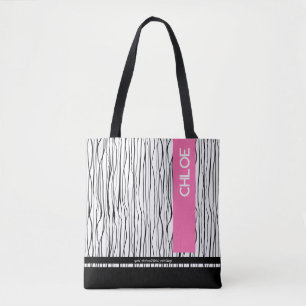 Bolso De Tela Moderno rosa y negro personalizado
