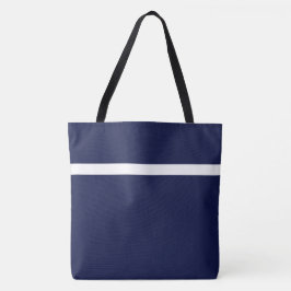 Bolso De Tela Moderno Sporty Blanco Franja de Acento en Azul Mar