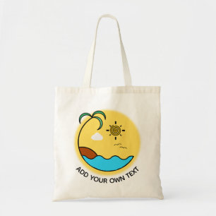 Bolso De Tela Moderno Summer Beach Emblem Art Personalizado Text