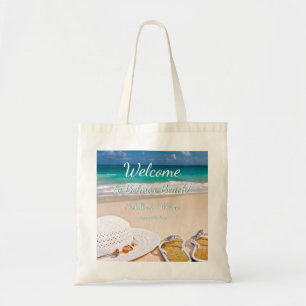 Bolso De Tela Moderno Turquesa Summer Beach Favor de la Boda