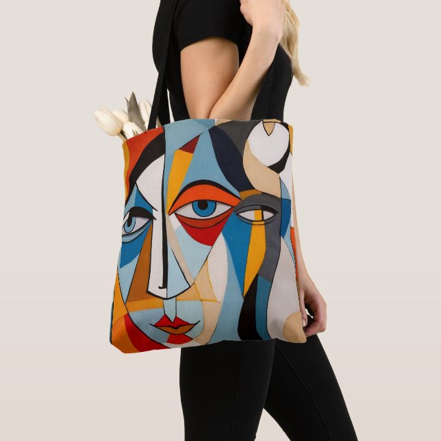 Bolso De Tela Moderno y colorido arte Abstract Face (Detalle)