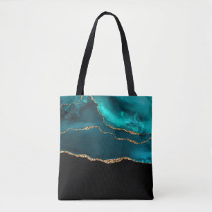 Bolso De Tela Moderno y elegante Agate Verde azulado y cinta de 