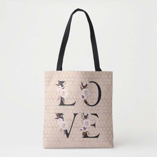 Bolso De Tela Moderno y elegante amor floral (Anverso)