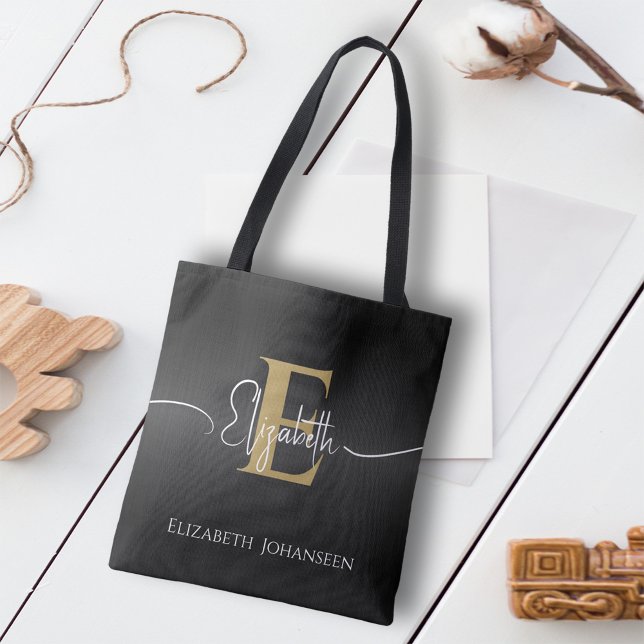 Bolso De Tela Moderno y elegante nombre de guión monogramado de  (Subido por el creador)