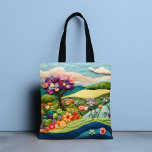 Bolso De Tela Moderno y moderno paisaje floral<br><div class="desc">El moderno Tote Bag,  de estilo moderno,  presenta un elegante efecto de imitación con flores de colores y un paisaje de campo colorido. Perfecto para cumpleaños,  Día de la Madre,  regalos de Navidades,  celebraciones y más. Creado por Evco Studio www.zazzle.com/store/evcostudio</div>