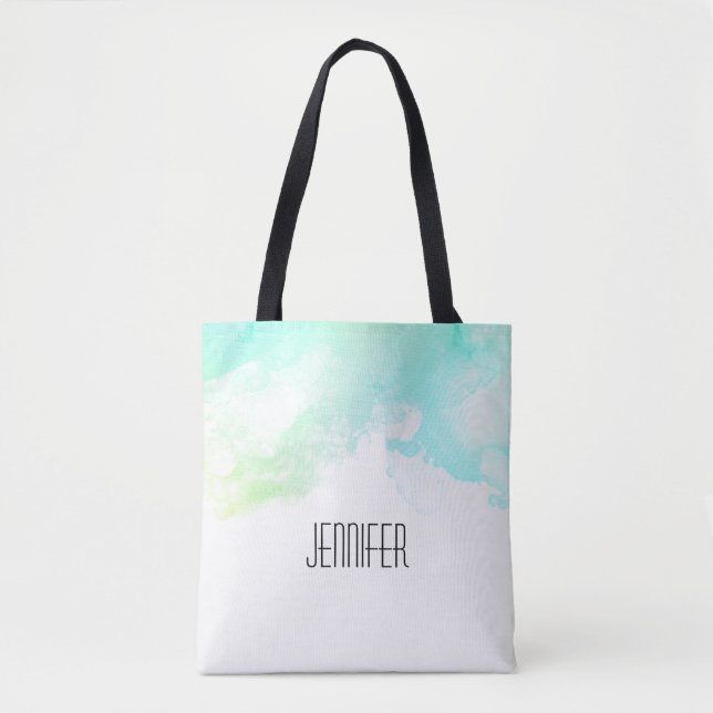 Bolso De Tela Modernos Abstractos Aguas Verdes y Azules Swirls (Anverso)