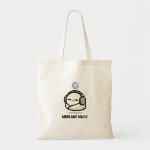 Bolso De Tela Modo Avión Activado - Auriculares Personaje Cansad