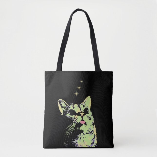 Bolso De Tela Modo Blep Kitty Observa Las Estrellas (Anverso)