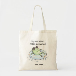 Bolso De Tela Modo de vacaciones de rana linda activado divertid