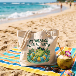 Bolso De Tela Modo de vacaciones de rana linda activado divertid