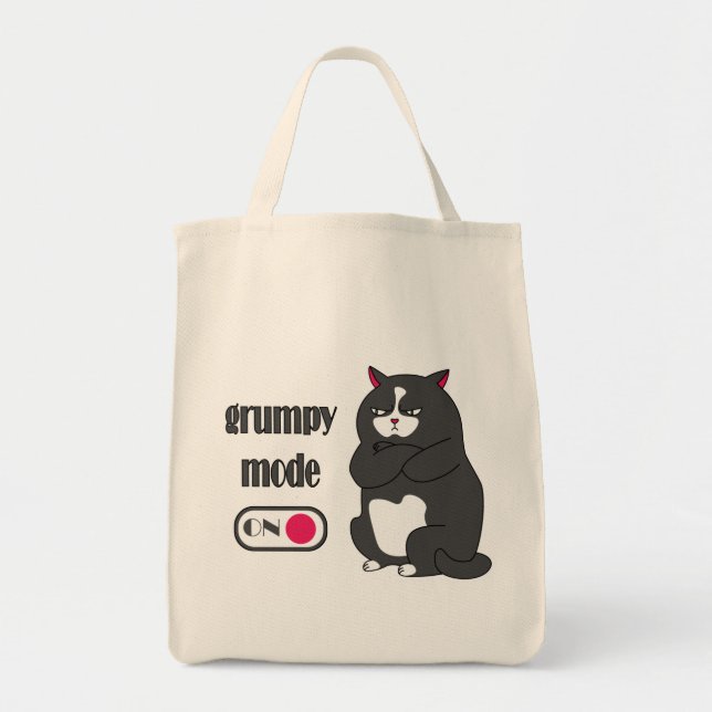 Bolso De Tela Modo gruñón en gato gordo gracioso (Frente)