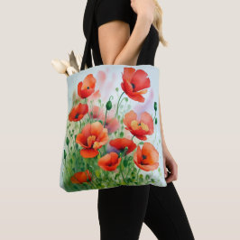 Bolso De Tela Mohnblumenwiese, Aquarell - 