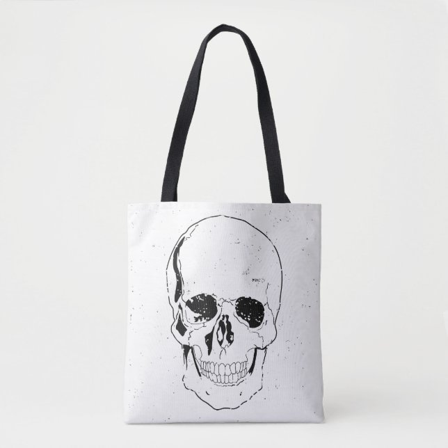 Bolso De Tela Molesto Scary Halloween Black Skull (Anverso)