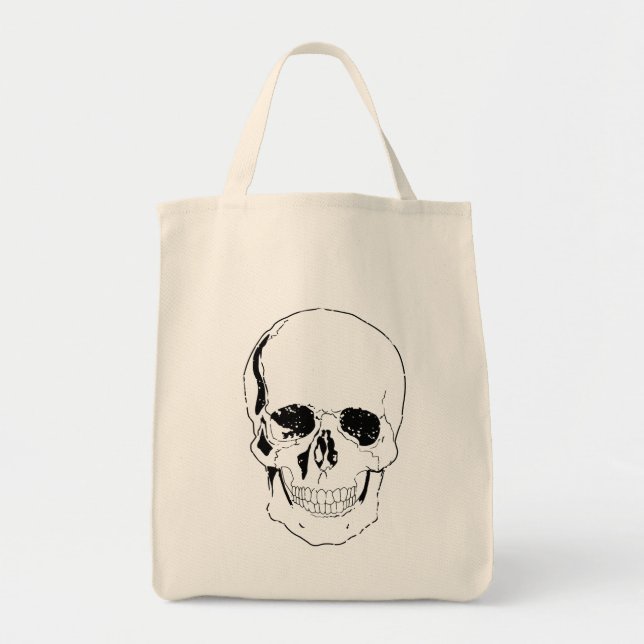 Bolso De Tela Molesto Scary Halloween Black Skull (Frente)