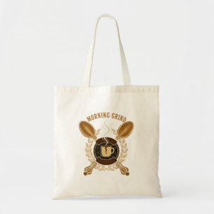 Bolso De Tela Molienda Matutina   Emblema Vintage Retro para Ama