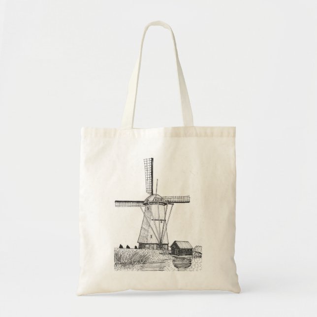 Bolso De Tela Molino de viento Bolígrafo Holandés y Ilustracion  (Frente)