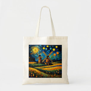 Bolso De Tela Molino de viento en la noche 5